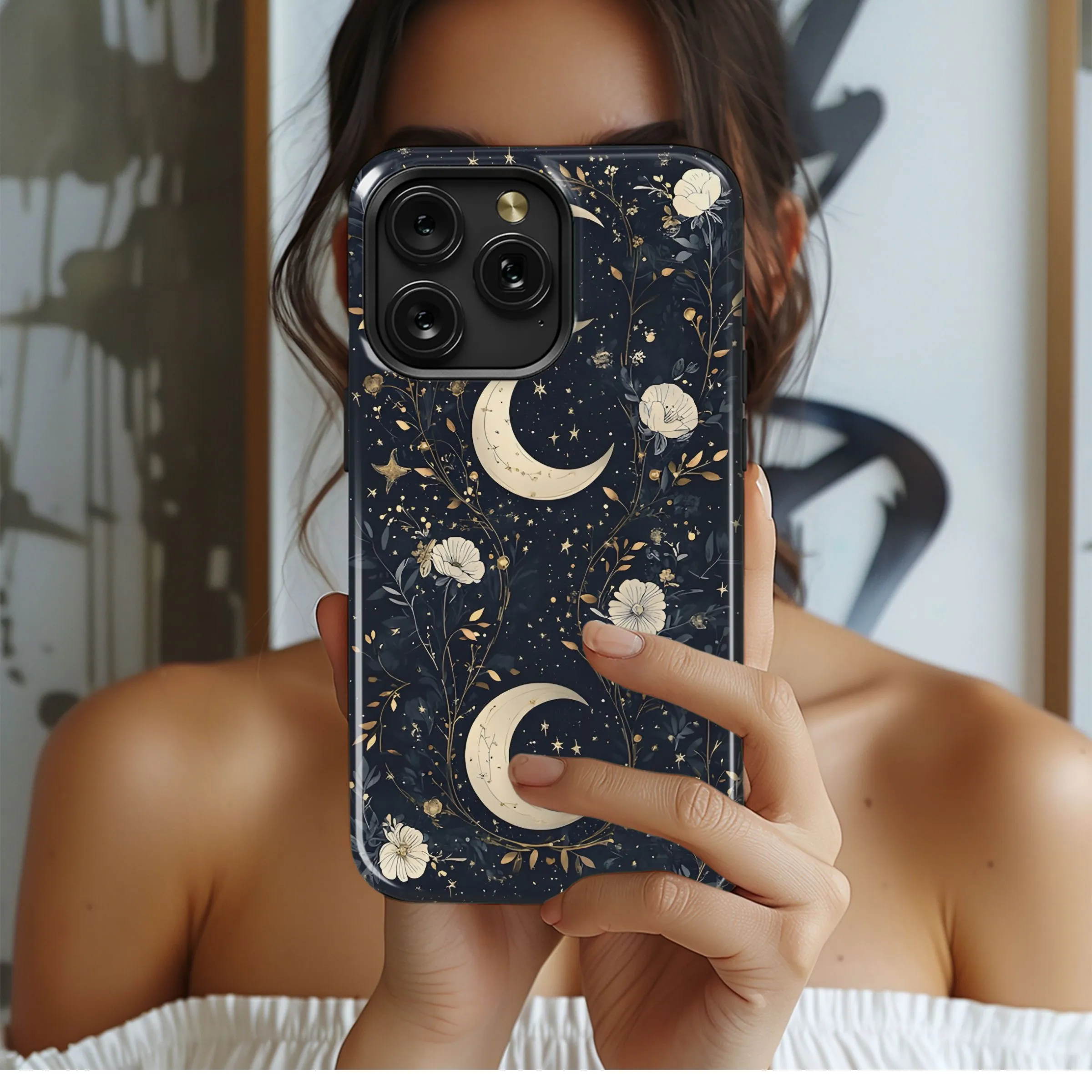 Triple Moon Floral Sky Phone Case iPhone Samsung Cover Pixel 5244