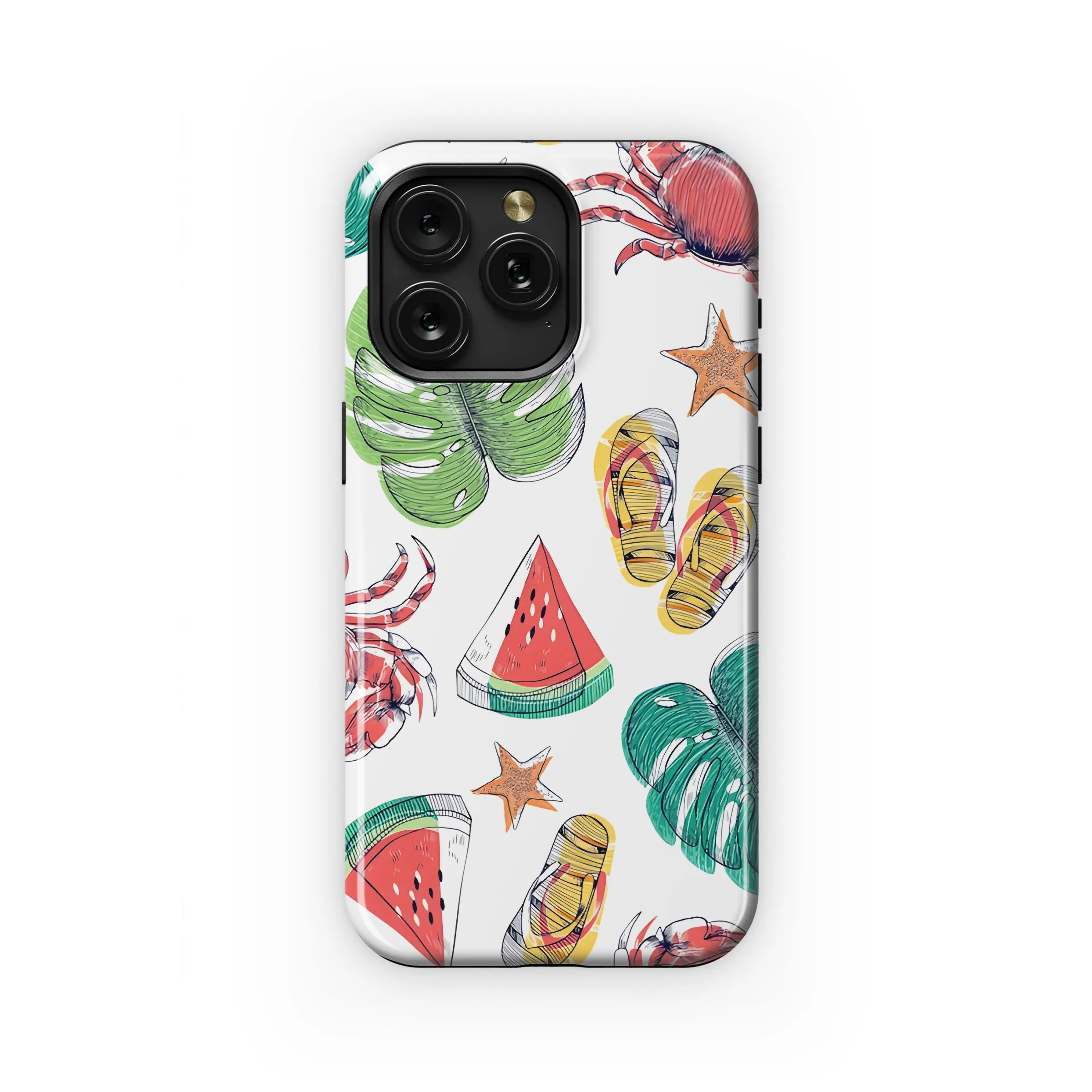 Tropical Beach Crab Monstera Pattern Phone Case iPhone Samsung Cover Pixel 5316