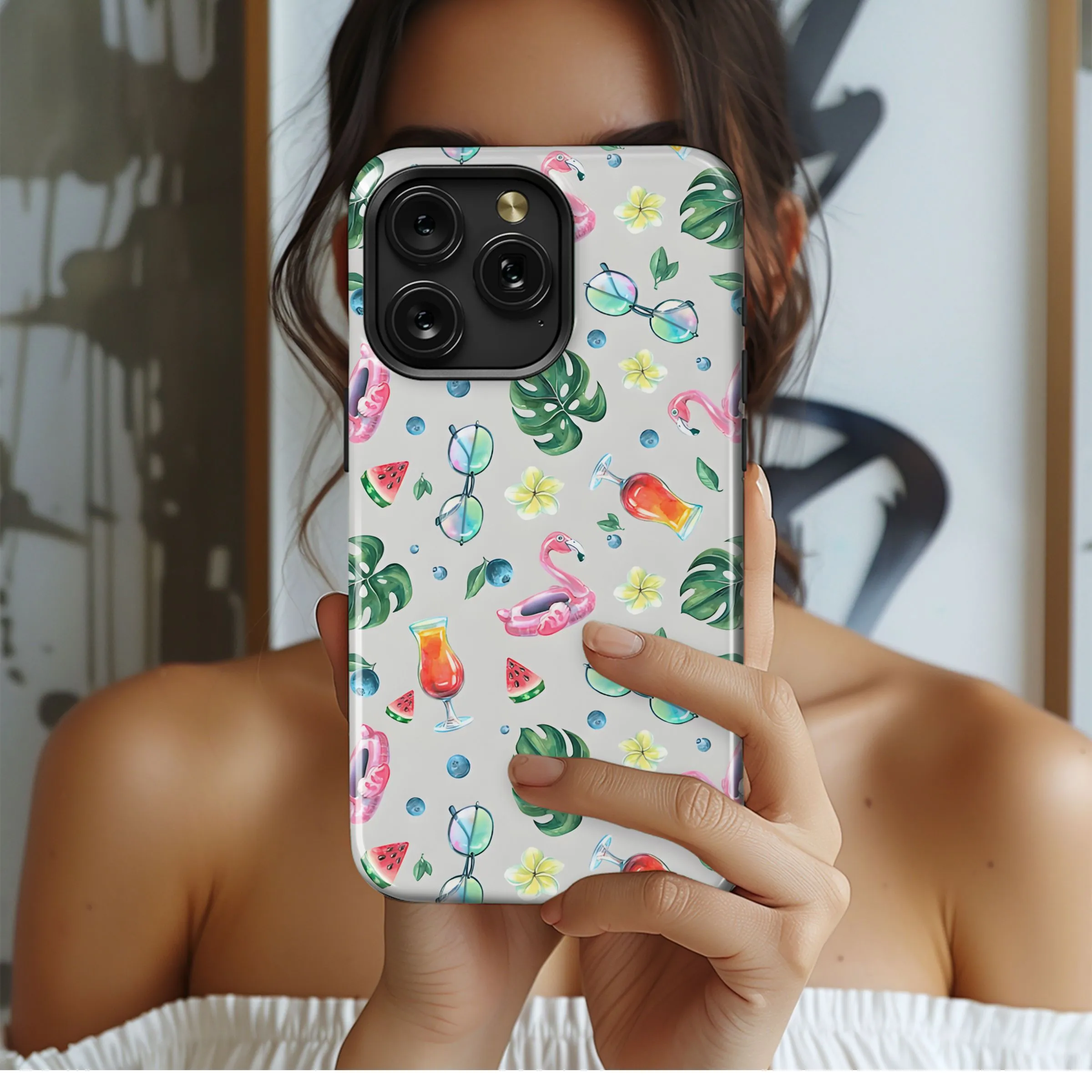 Tropical Flamingo Summer Pattern Phone Case iPhone Samsung Cover Pixel 5289