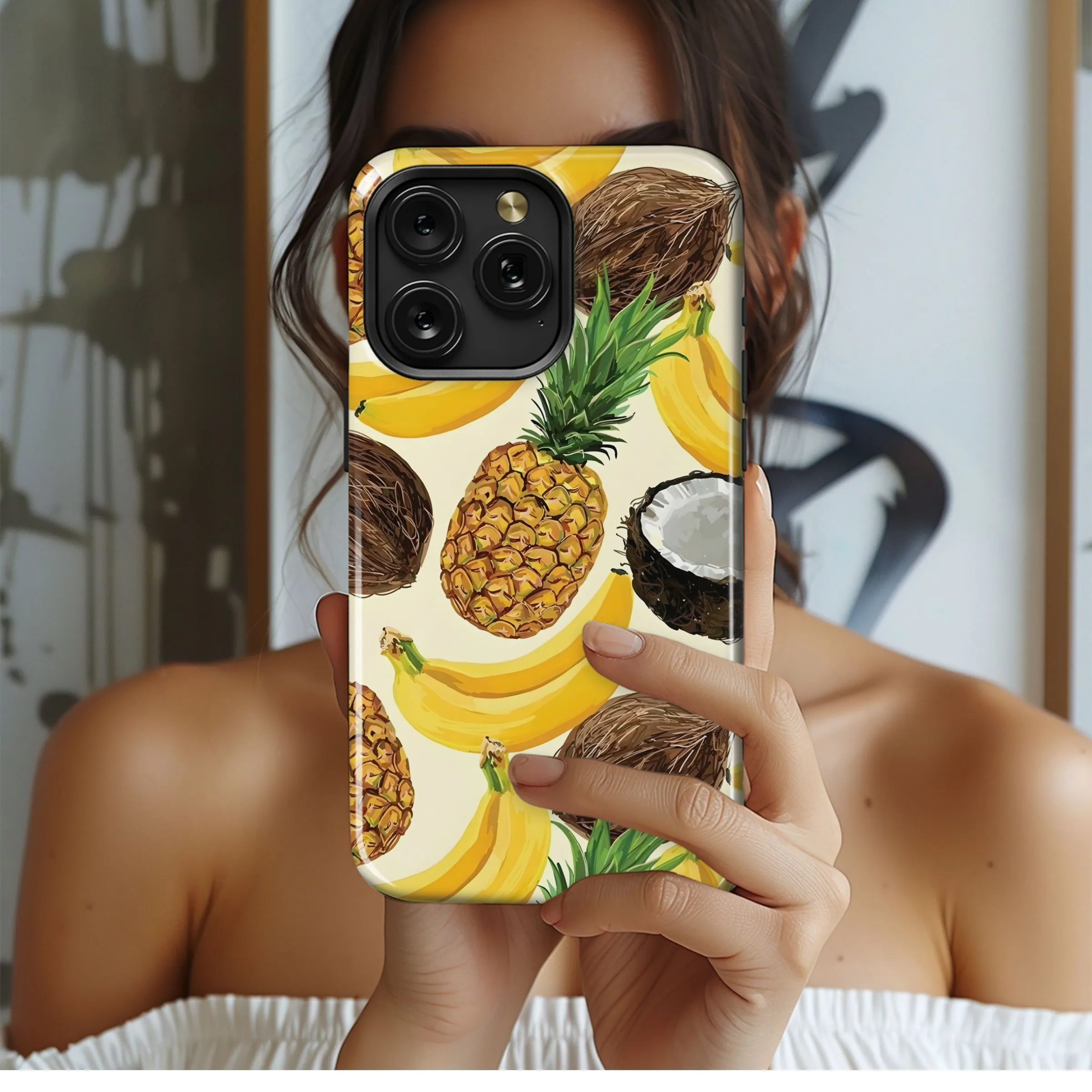 Tropical Fruit Banana Coconut Pineapple Phone Case Phone Case iPhone Samsung Cover Pixel 4770