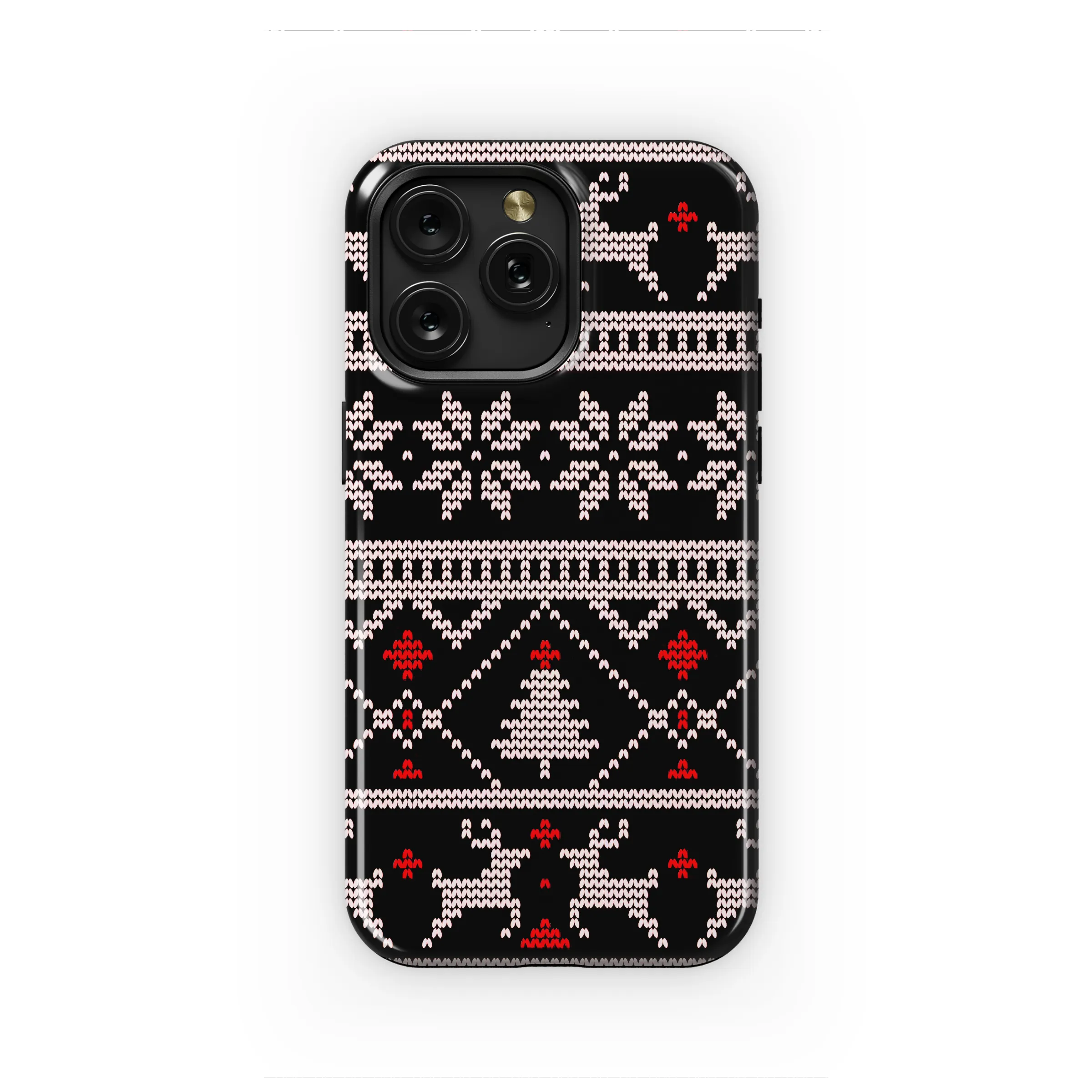 Ugly Christmas Sweater Knitted Reindeer Holiday Pattern Phone Case Cover for iPhone 17 Pro Max 16 15 13 Samsung S25 S24 Pixel 8271 - Image 1