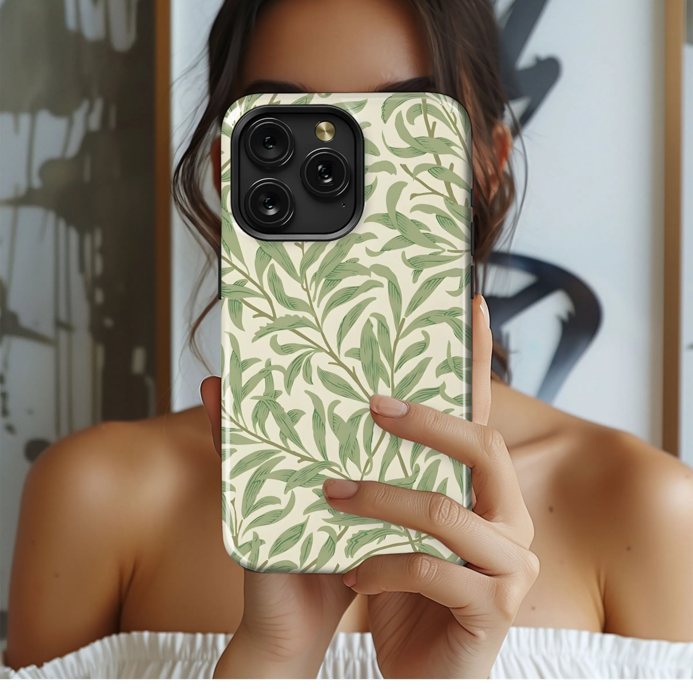 Verdant Leaf and Vine Pattern Phone Case iPhone Samsung Cover Pixel 5281