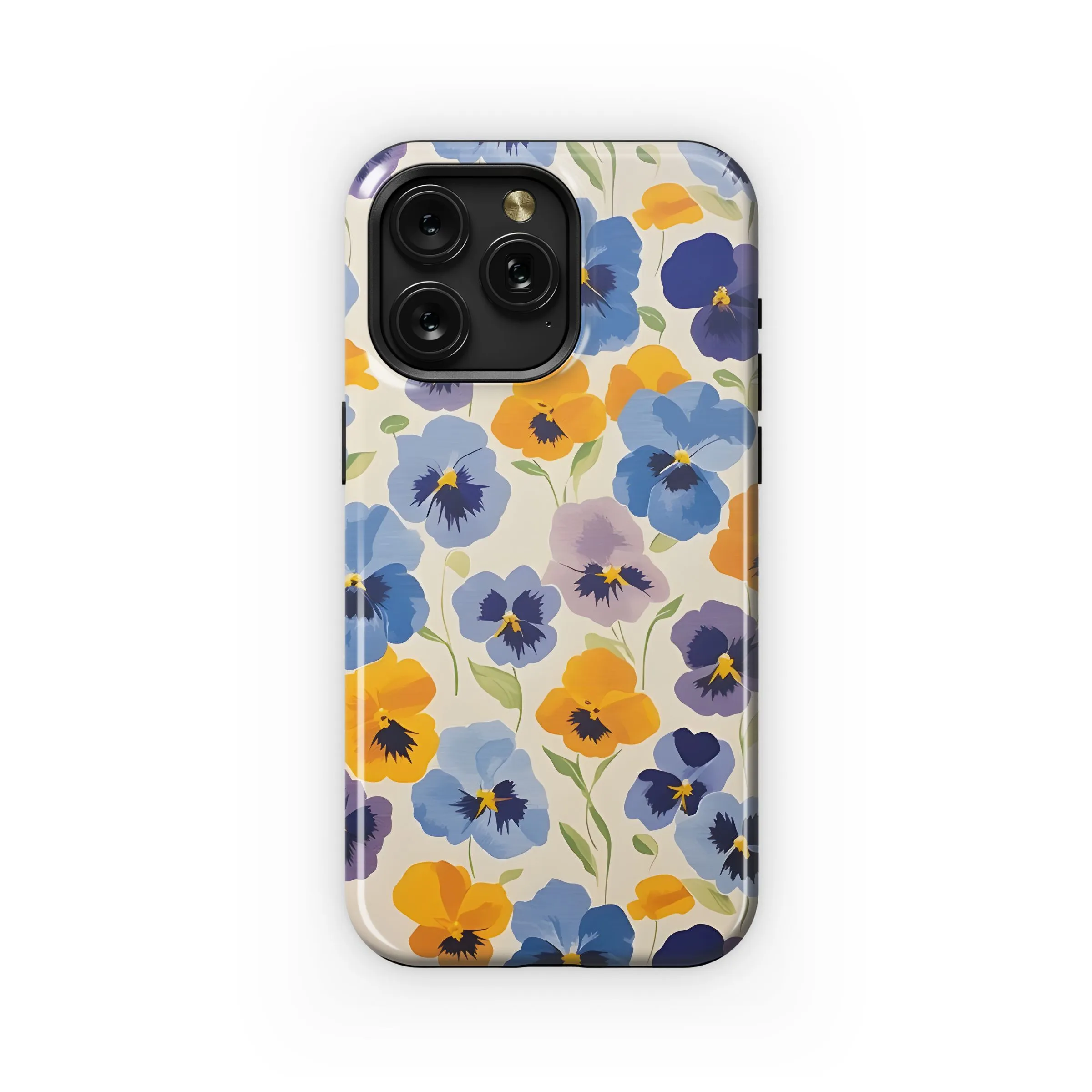 Vibrant Blue Yellow Purple Pansies Phone Case iPhone Samsung Cover Pixel 5406
