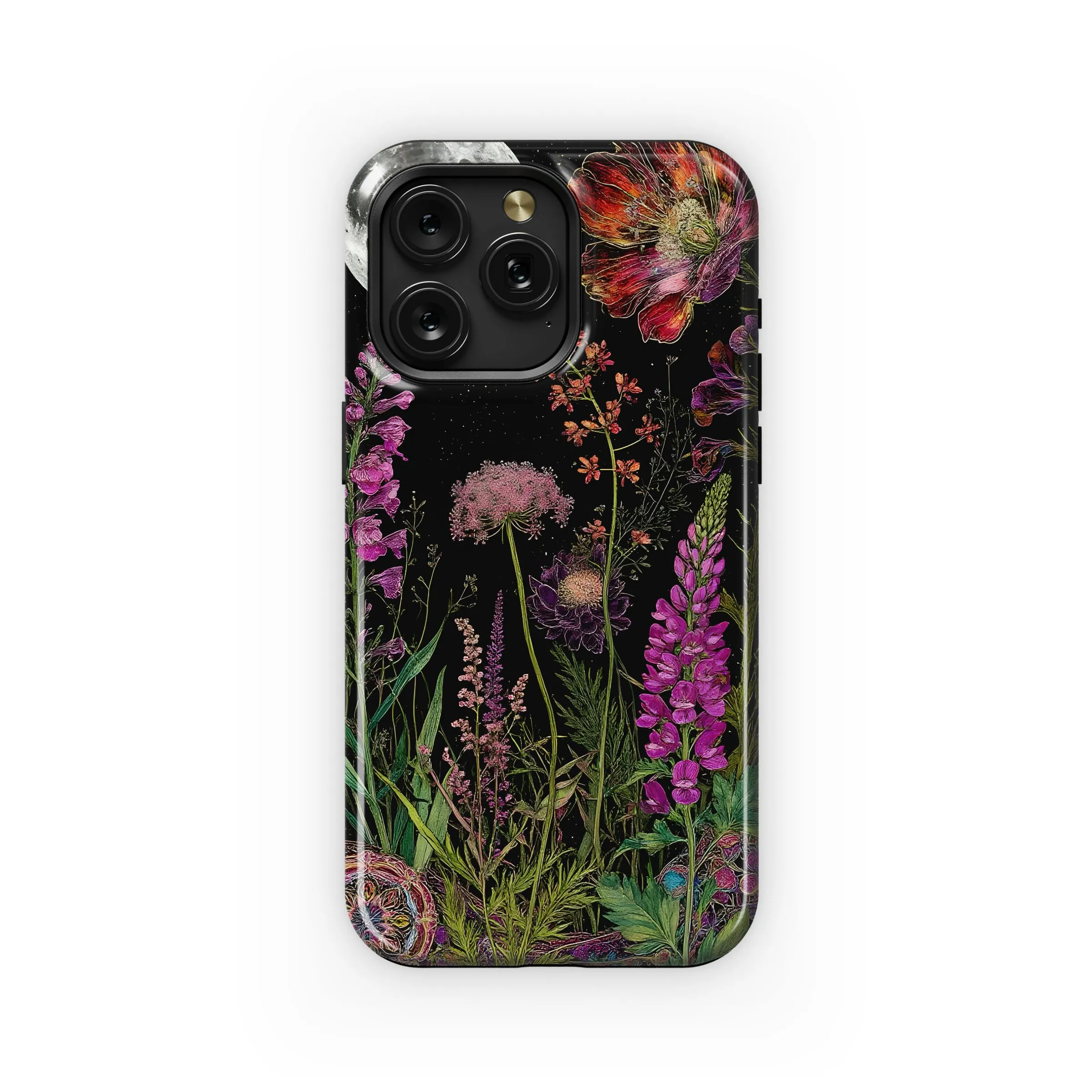 Vibrant Garden Flowers Under Moon Phone Case iPhone Samsung Cover Pixel 5386