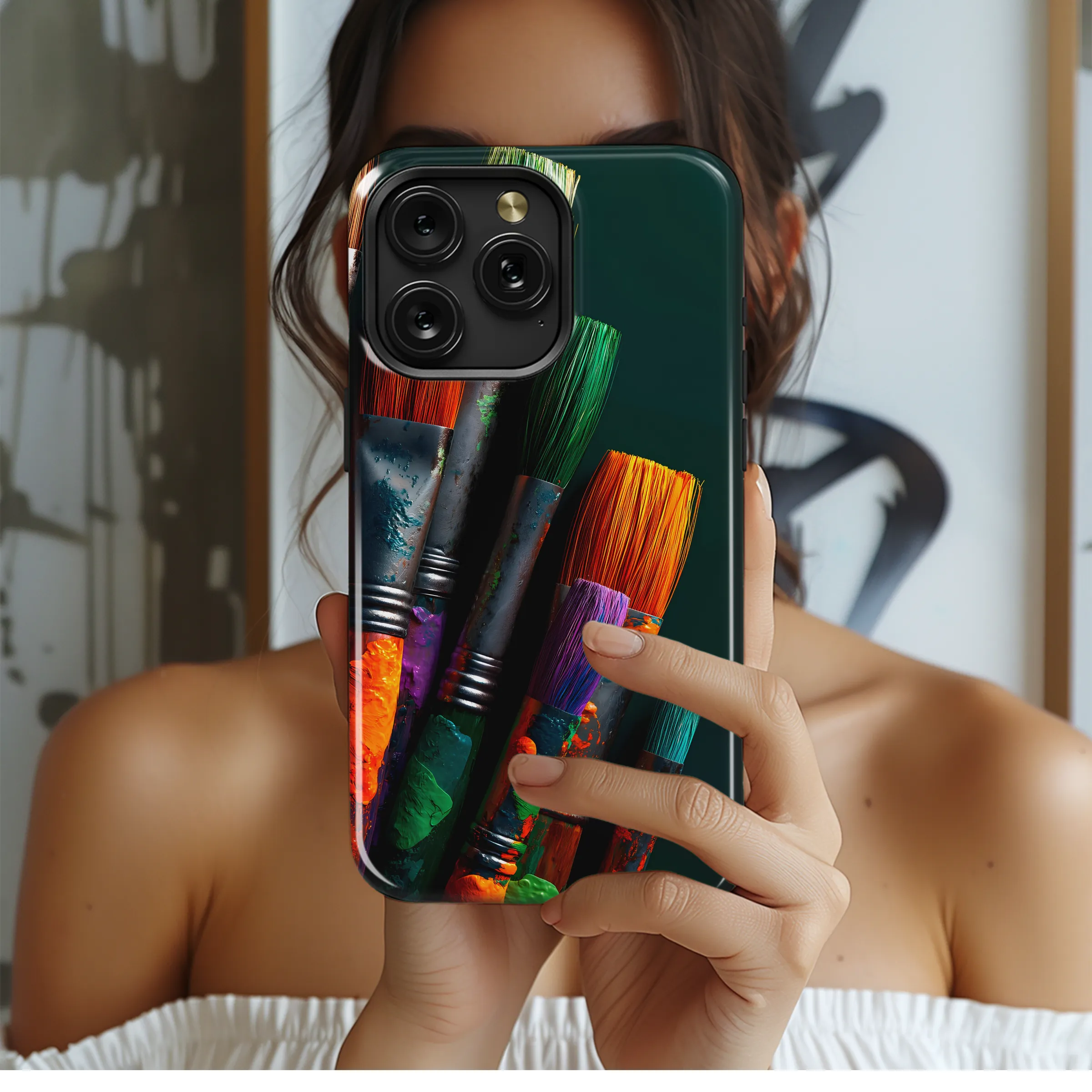 Vibrant Paint Brushes Artistic Abstract Design Phone Case Cover for iPhone 17 Pro Max 16 15 Plus 14 13 Mini Samsung S25 S24 Pixel 10 9 8273 - Image 2