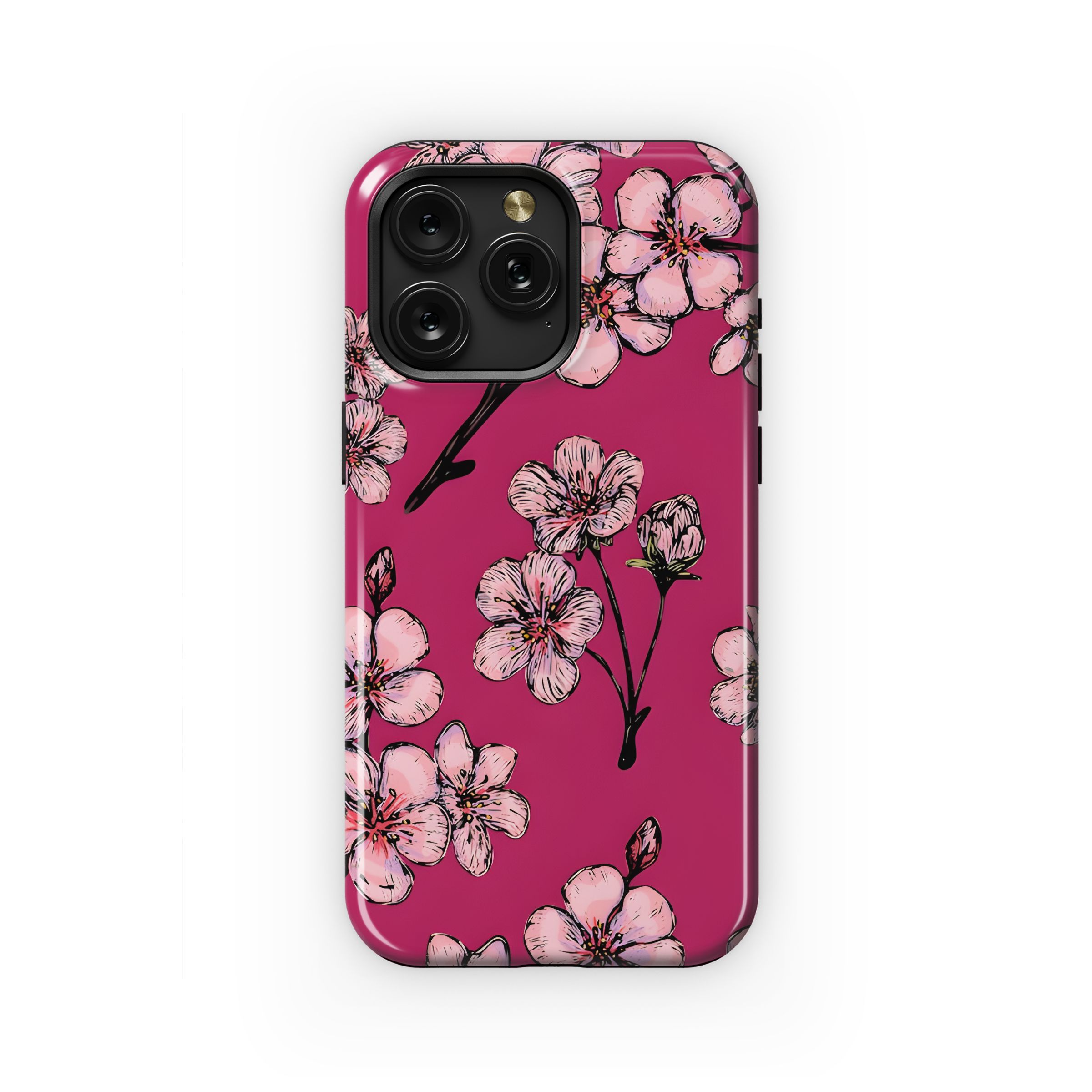 Vibrant Pink Floral Pattern Phone Case iPhone Samsung Cover Pixel 5278