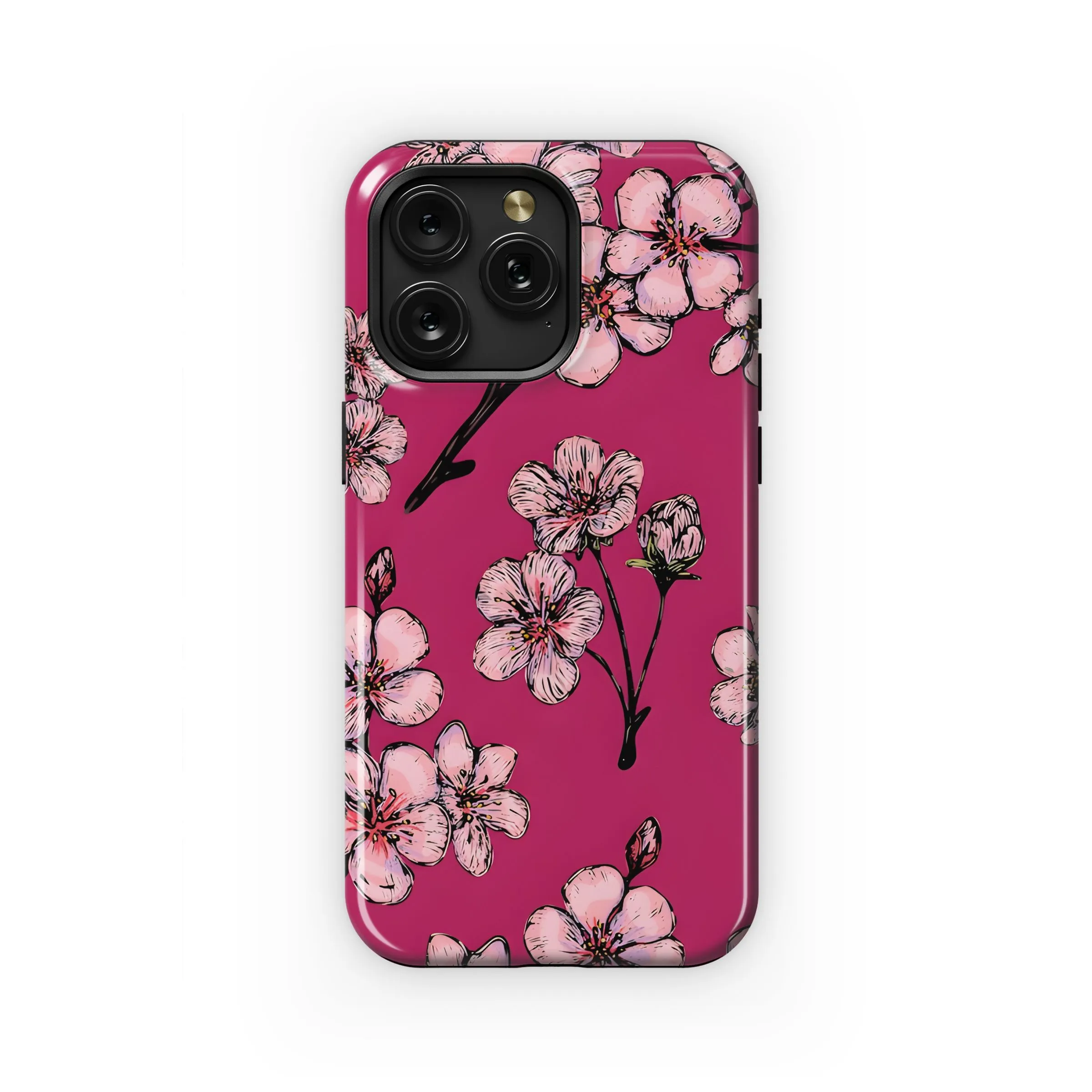 Vibrant Pink Floral Pattern Phone Case iPhone Samsung Cover Pixel 5278