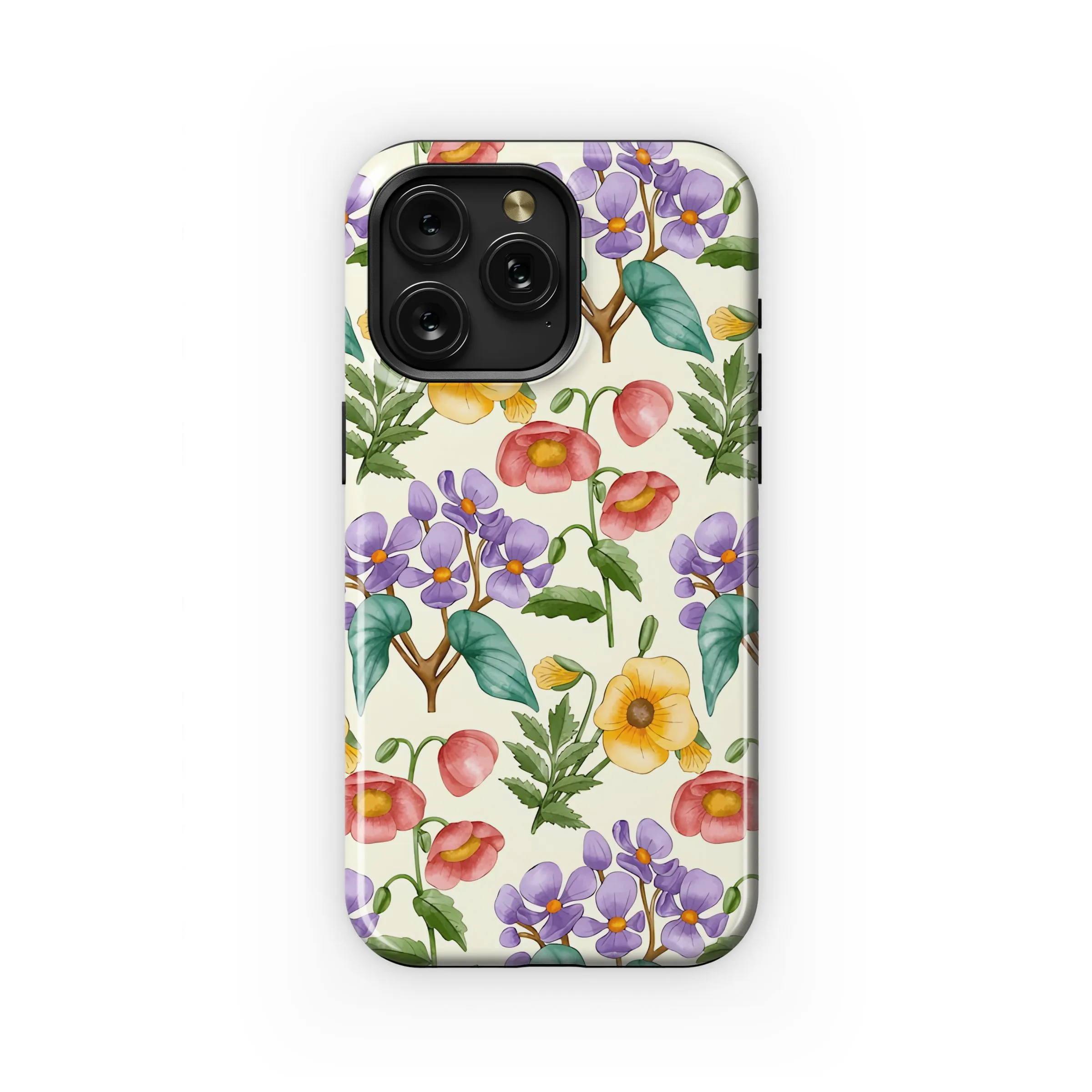 Vibrant Watercolor Garden Floral Print Phone Case iPhone Samsung Cover Pixel 5422