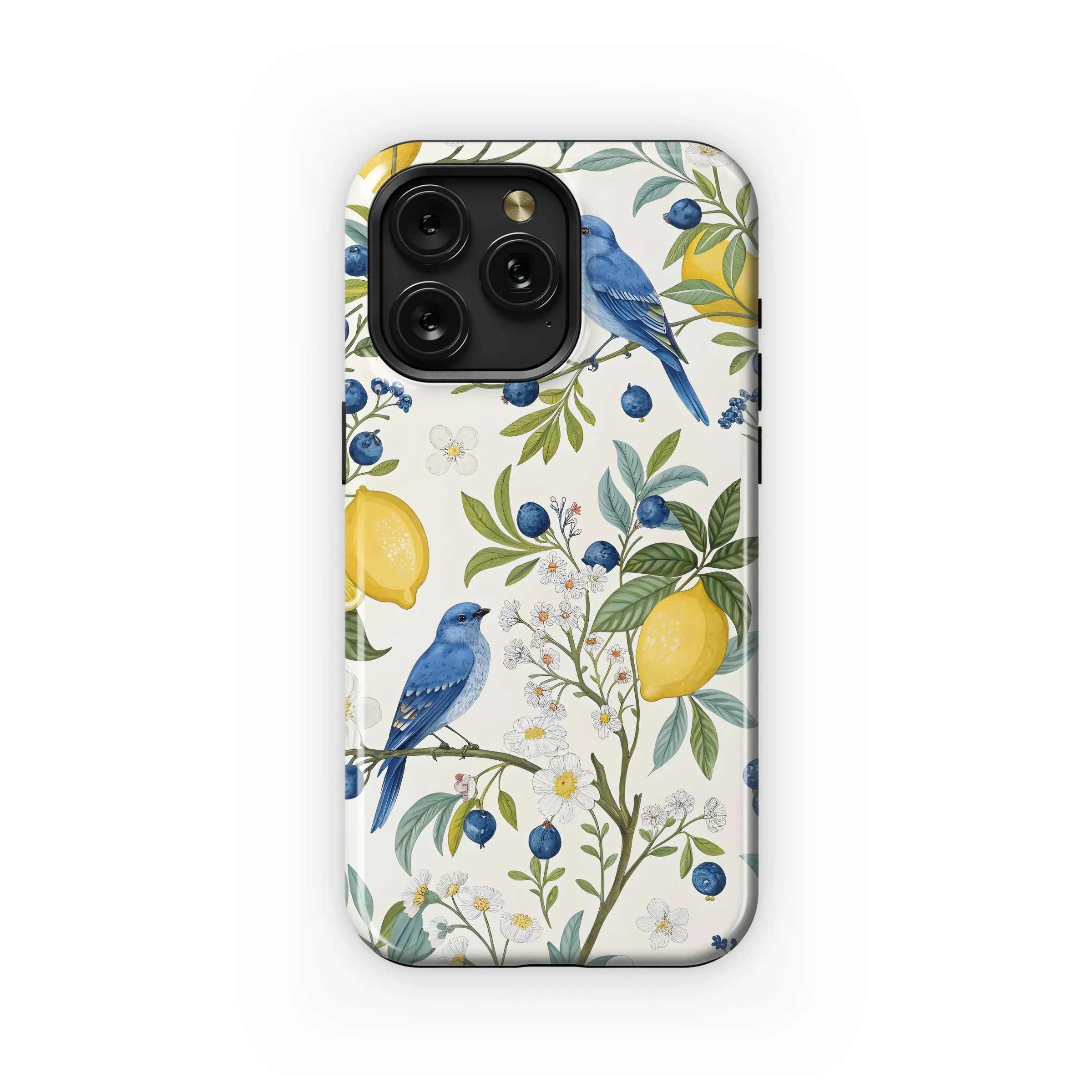 Vintage Bluebird Fruit Floral Pattern Phone Case iPhone Samsung Cover Pixel 5328