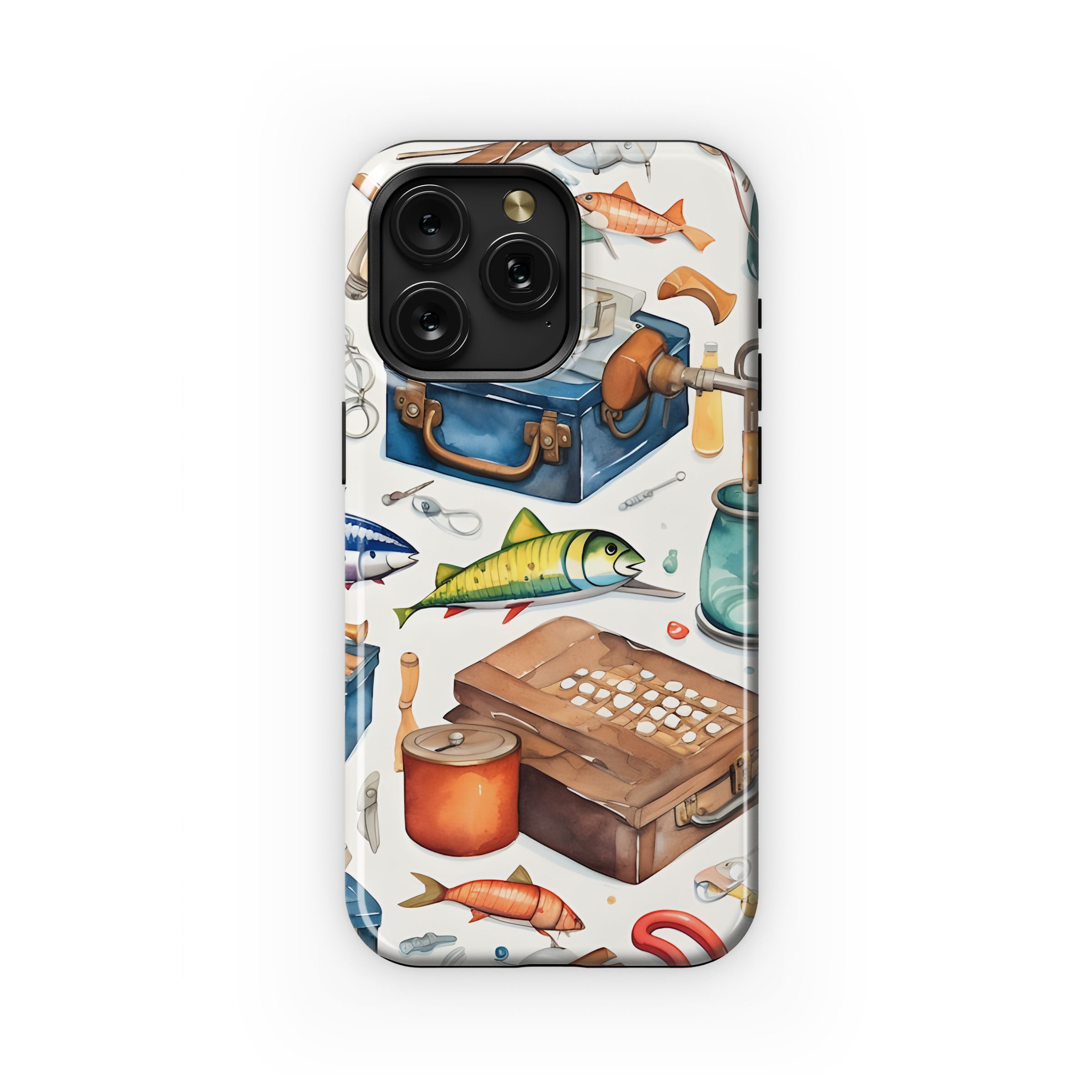 Vintage Fishing Tackle Pattern Phone Case iPhone Samsung Cover Pixel 5155