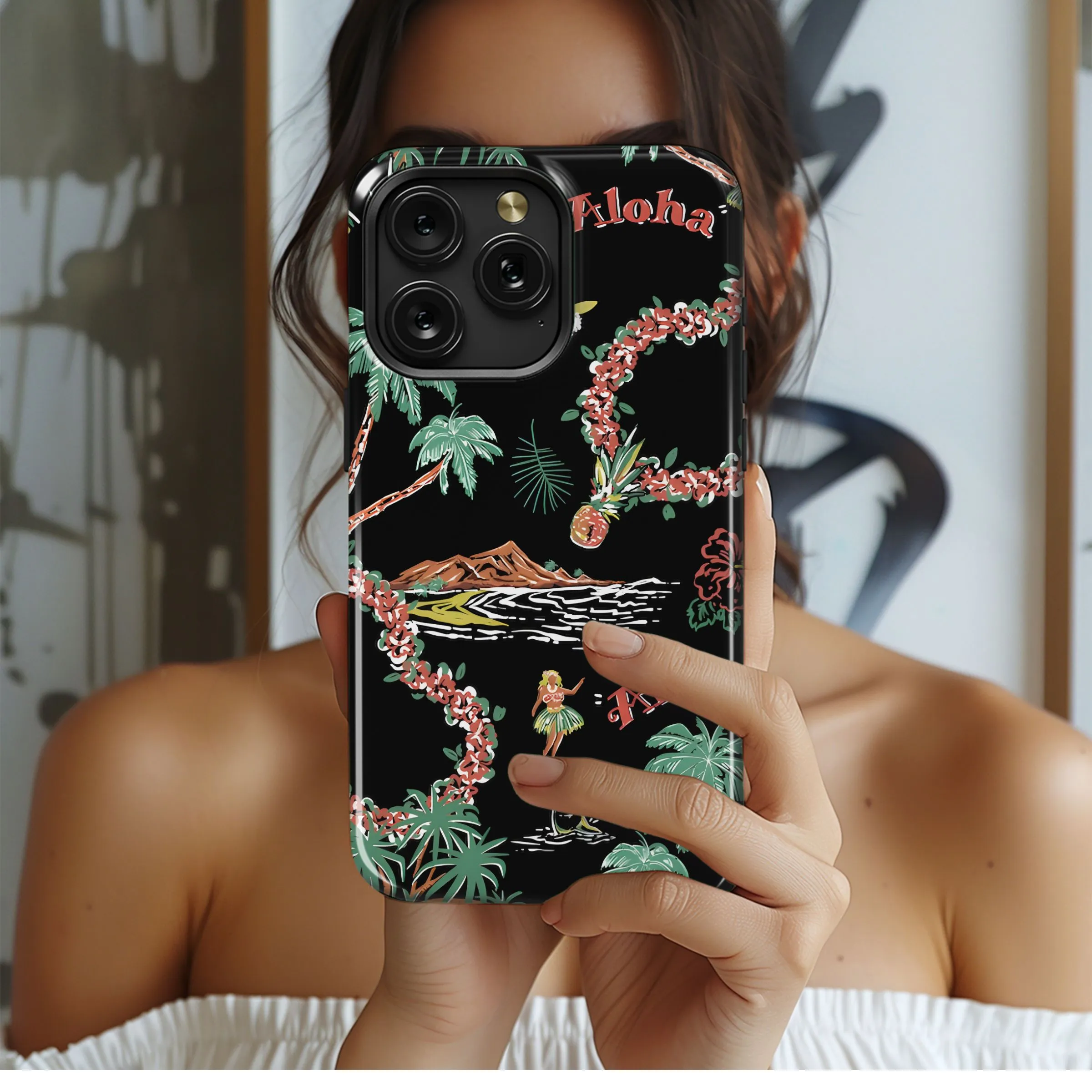 Vintage Hawaiian Aloha Pattern Phone Case iPhone Samsung Cover Pixel 5314