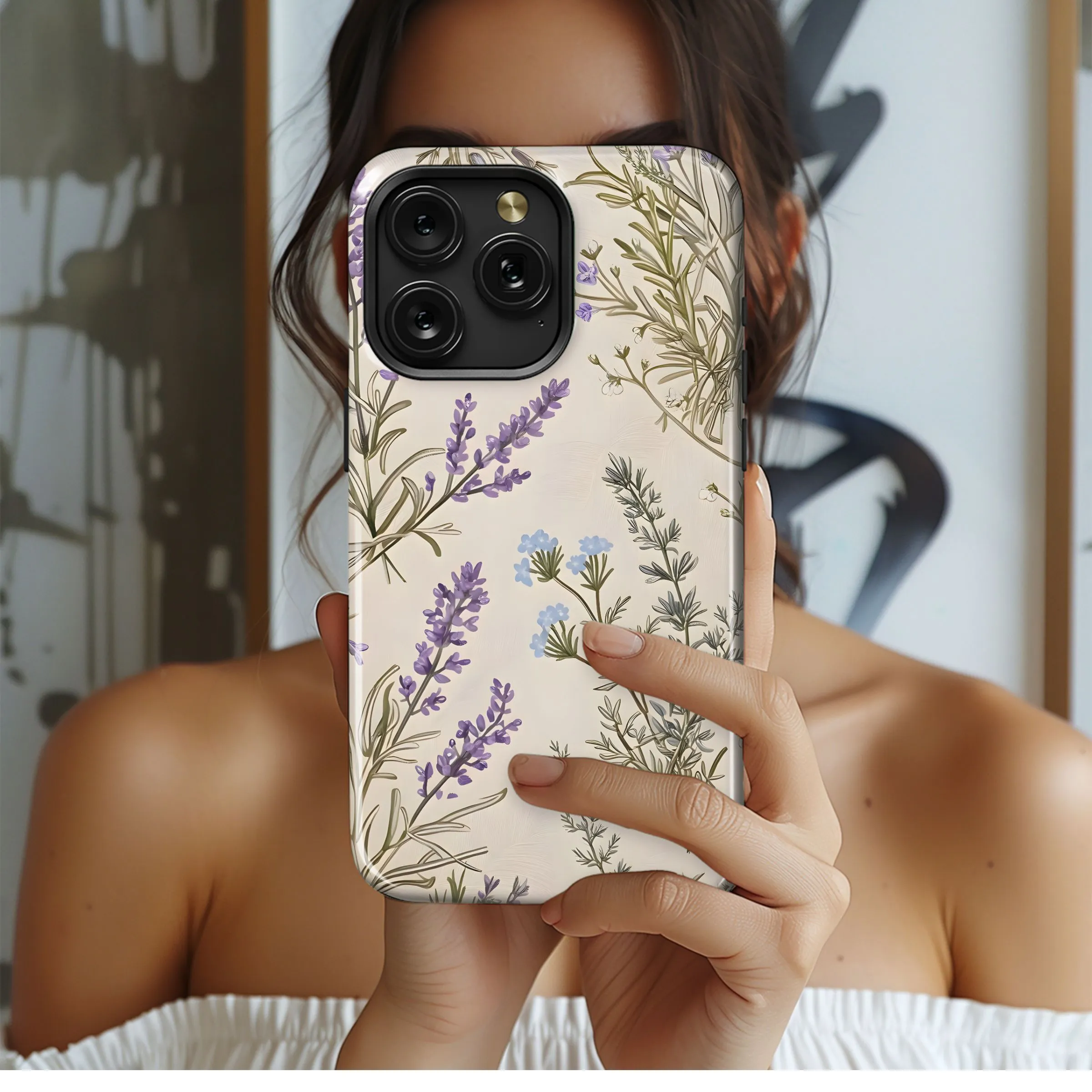 Vintage Lavender Bloom Pattern Phone Case iPhone Samsung Cover Pixel 4889
