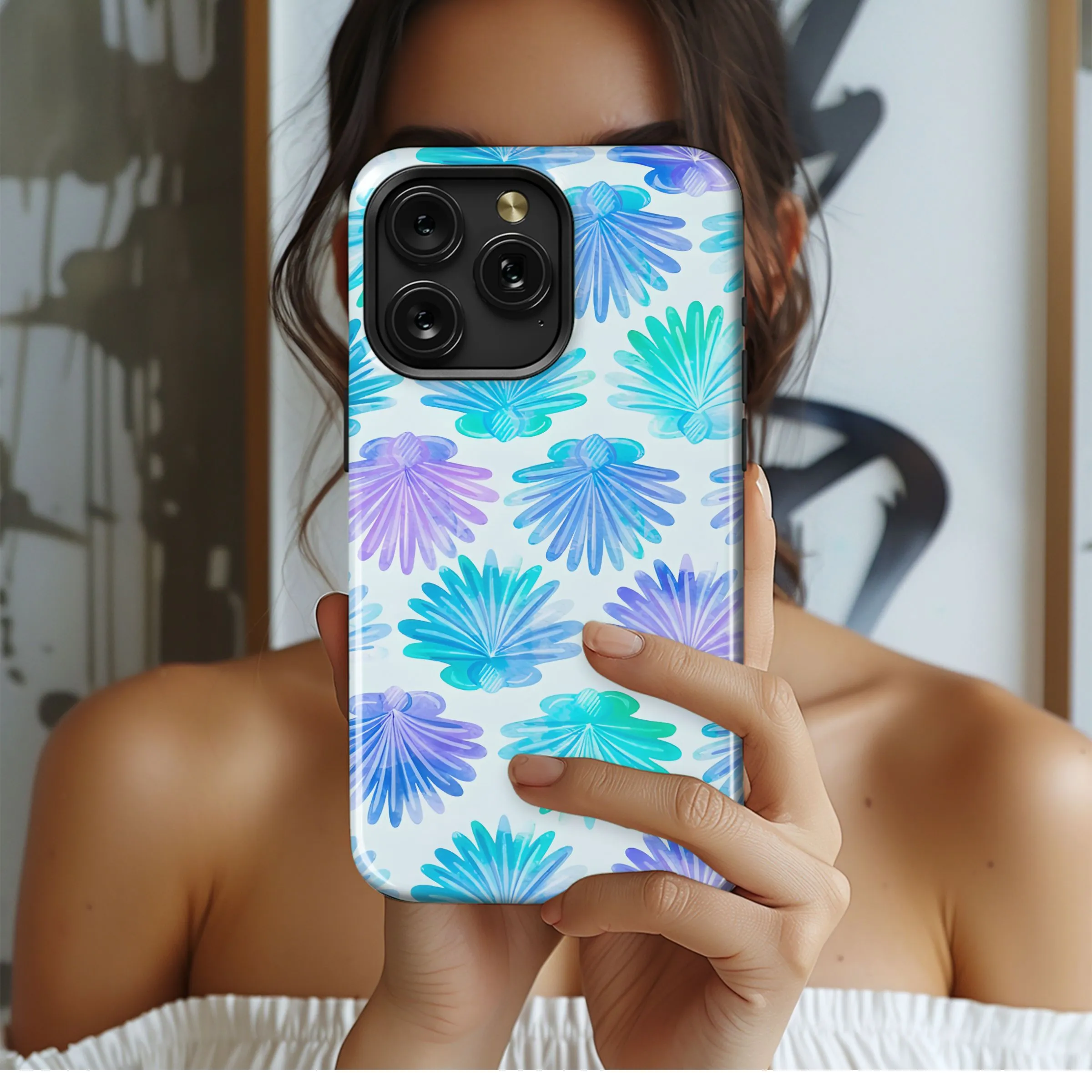 Watercolor Blue Purple Floral Pattern Phone Case iPhone Samsung Cover Pixel 5230