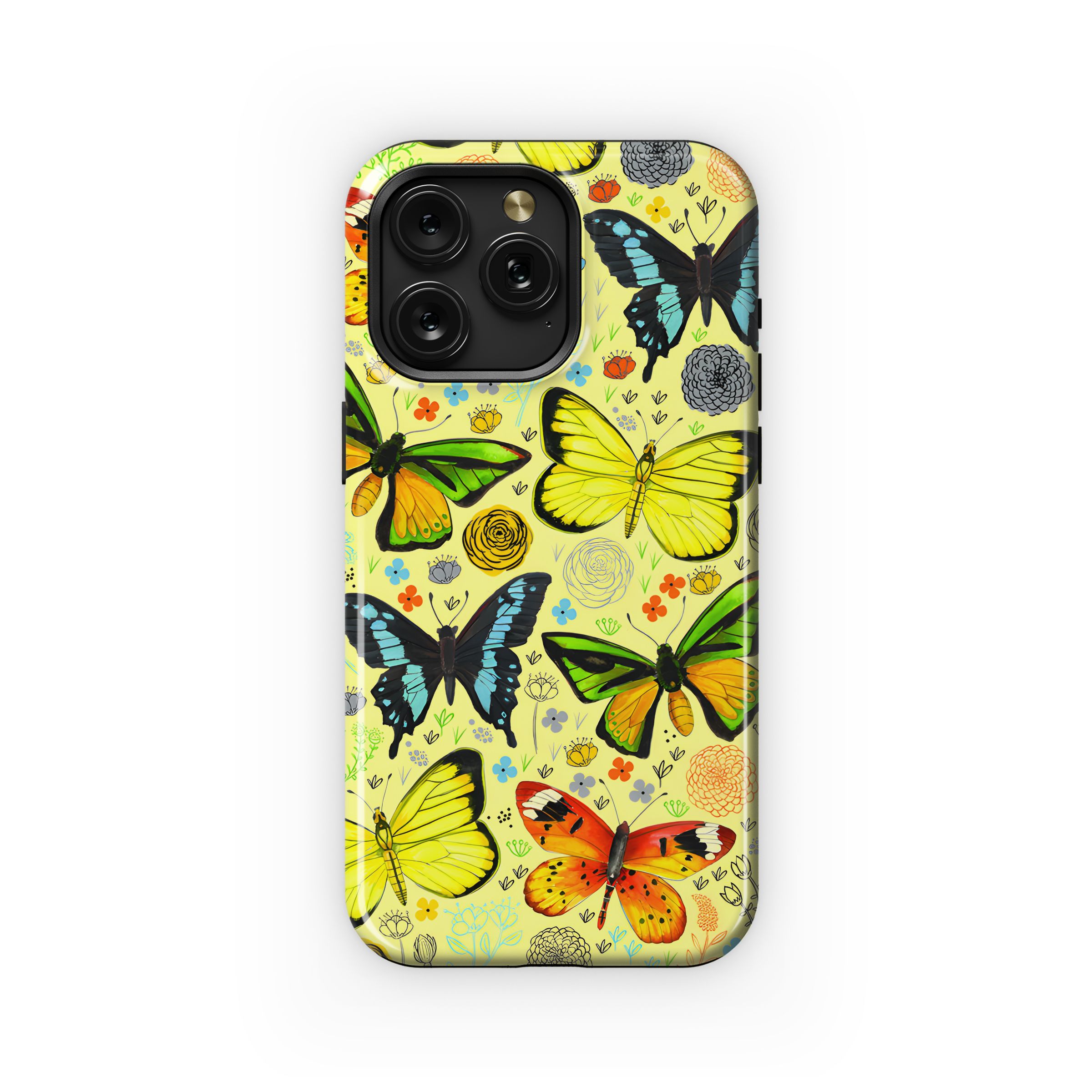 Watercolor Butterflies and Flowers Phone Case iPhone Samsung Cover Pixel 4901