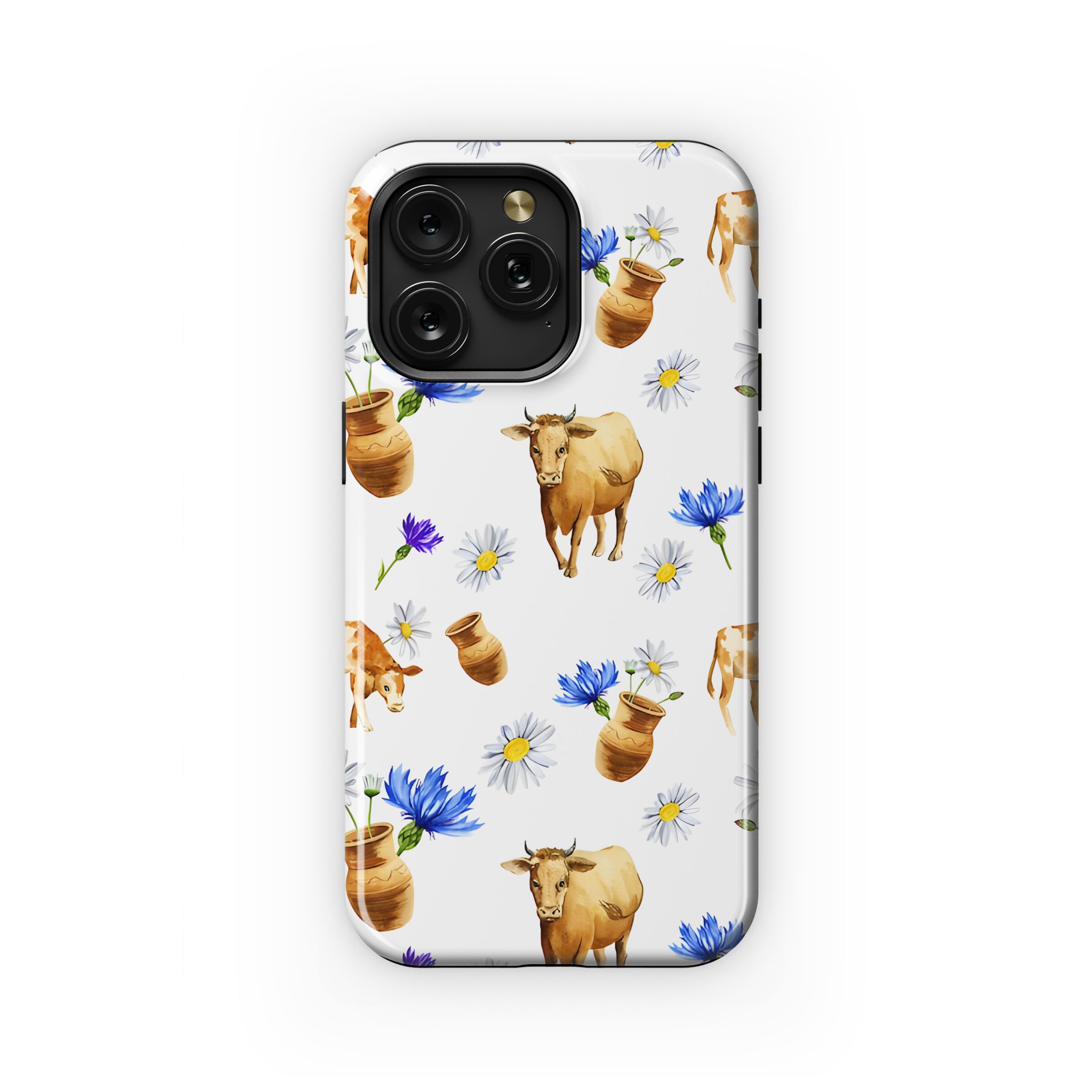 Watercolor Cows and Wildflowers Phone Case iPhone Samsung Cover Pixel 5191