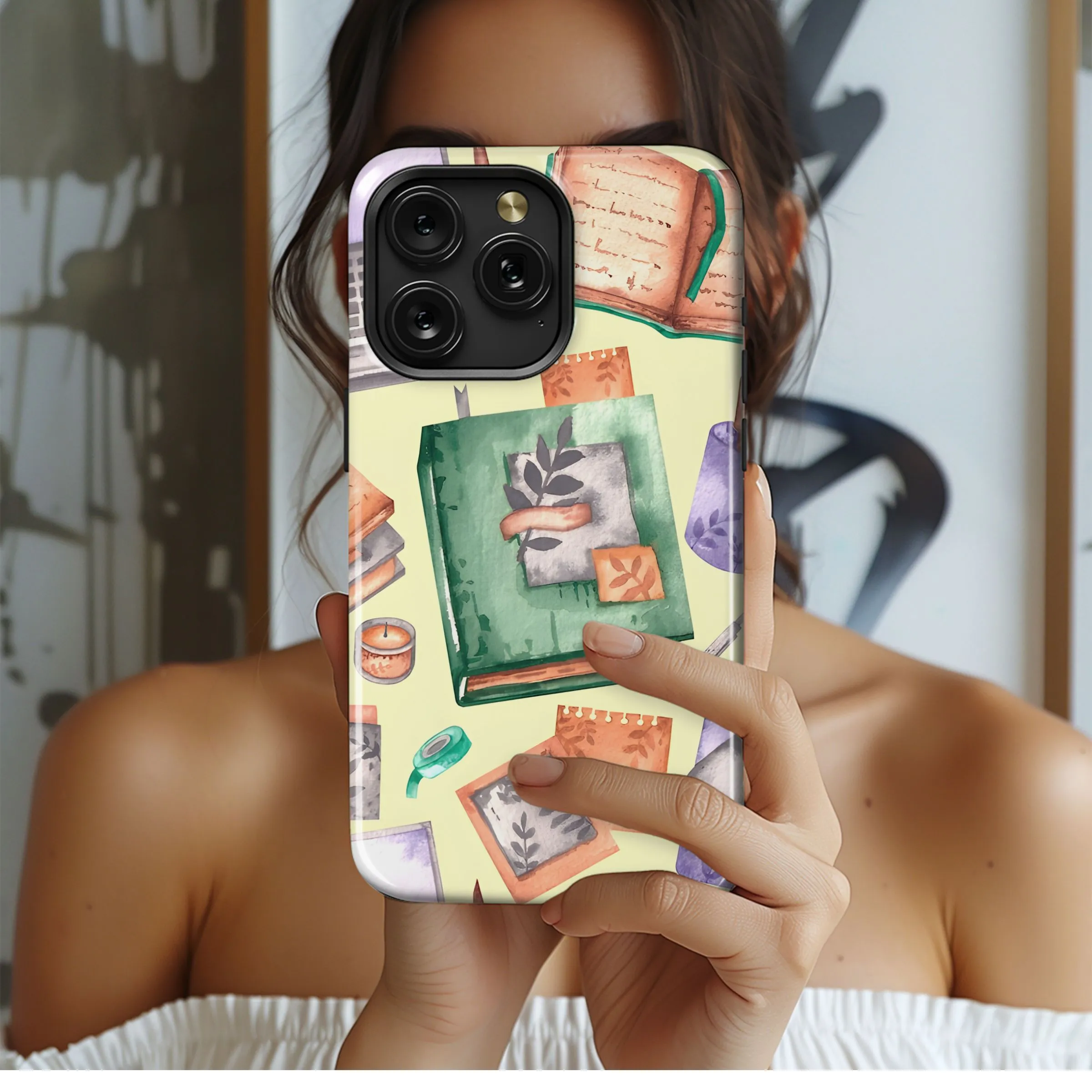 Watercolor Desk Pattern Phone Case iPhone Samsung Cover Pixel 5374