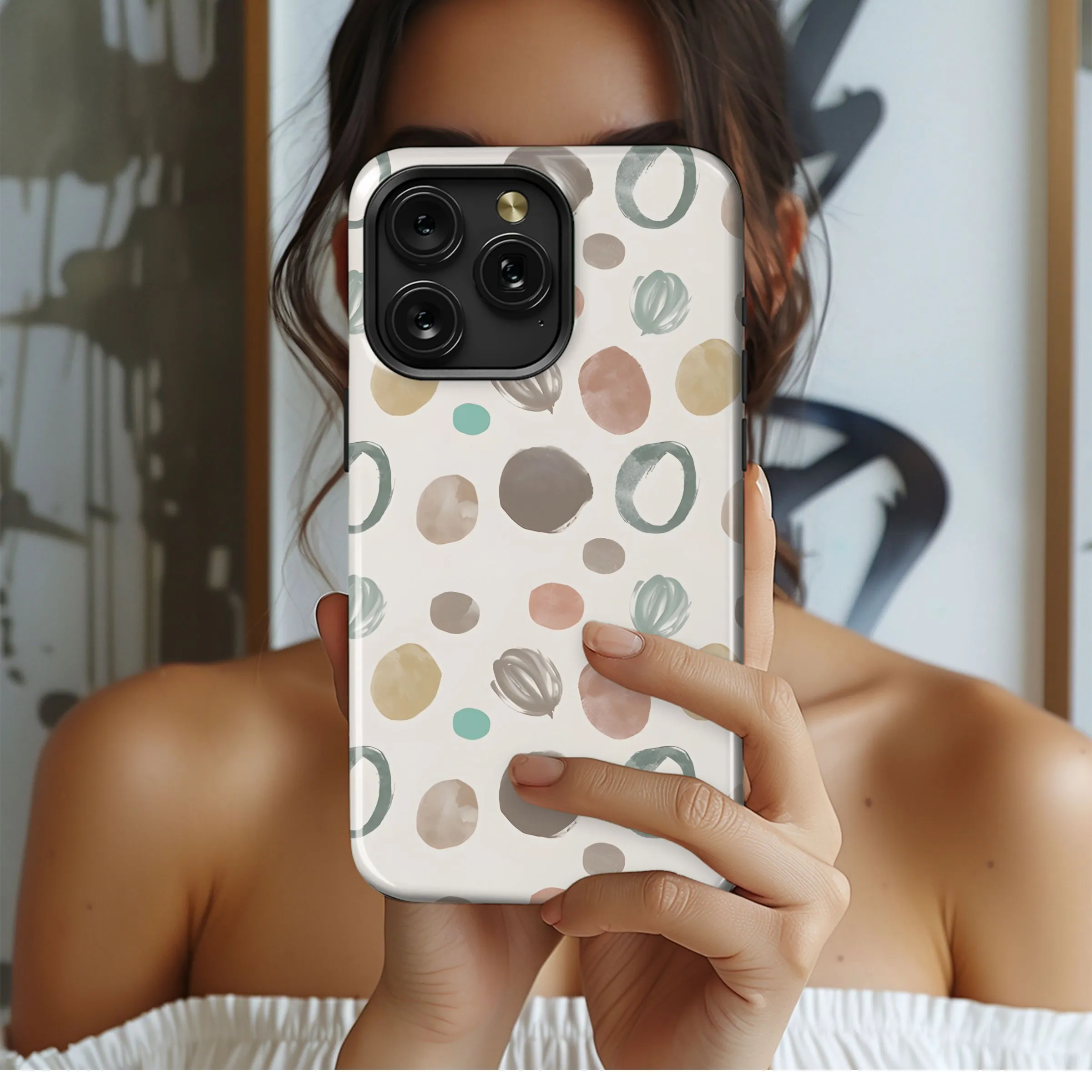 Watercolor Dot Pattern Design Phone Case iPhone Samsung Cover Pixel 5120