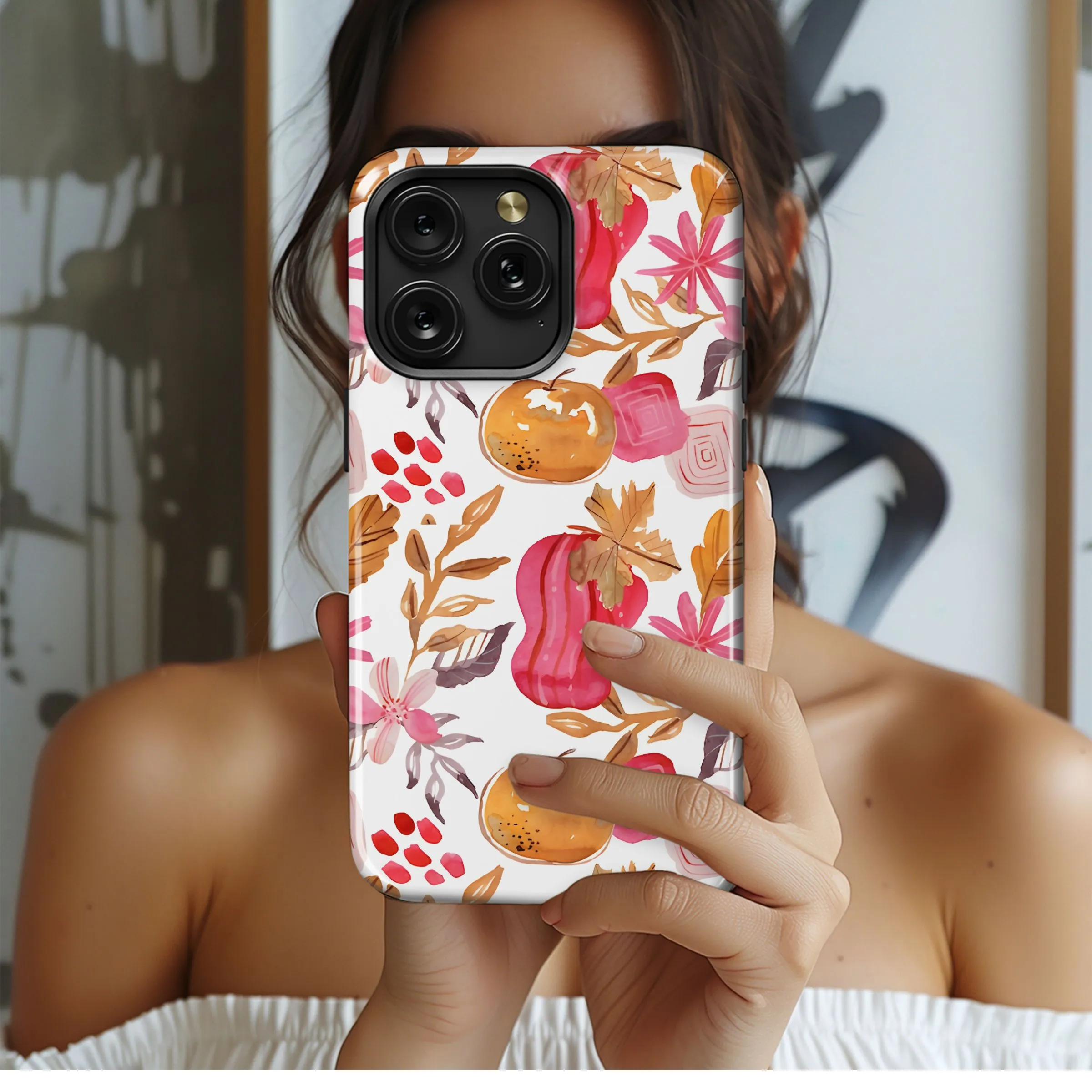 Watercolor Fall Harvest Print Phone Case iPhone Samsung Cover Pixel 5435