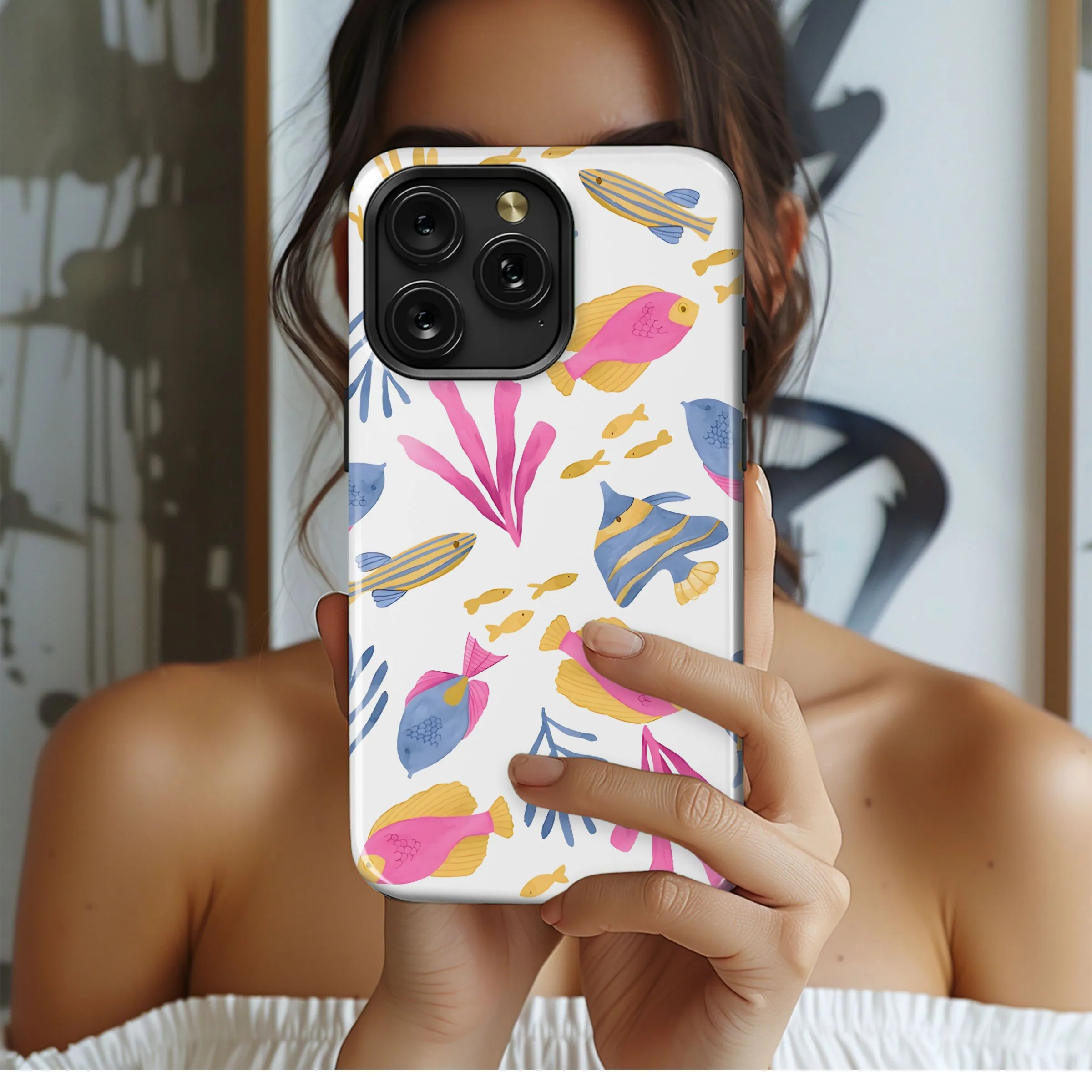 Watercolor Fish & Coral Reef Phone Case iPhone Samsung Cover Pixel 5181