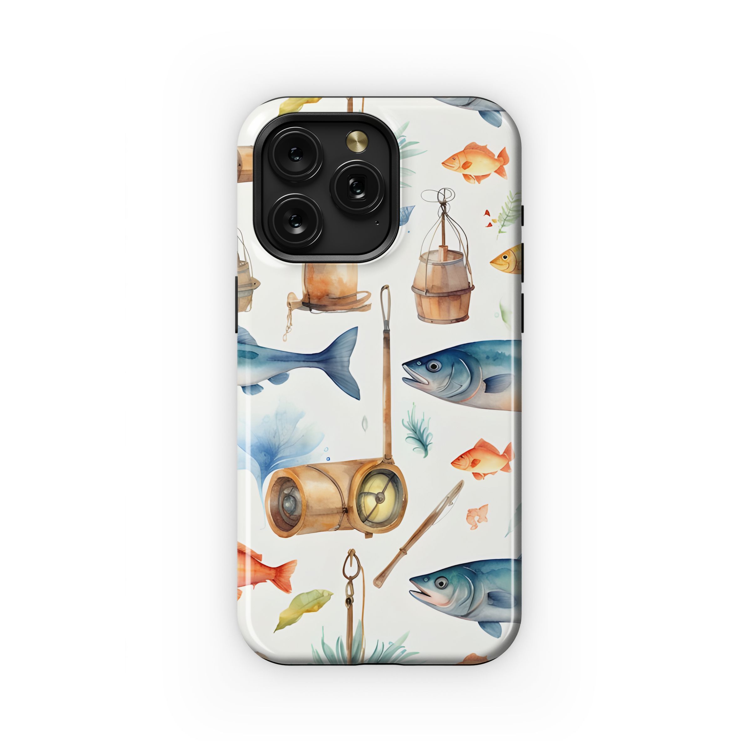 Watercolor Fishing Adventure Pattern Phone Case iPhone Samsung Cover Pixel 5159