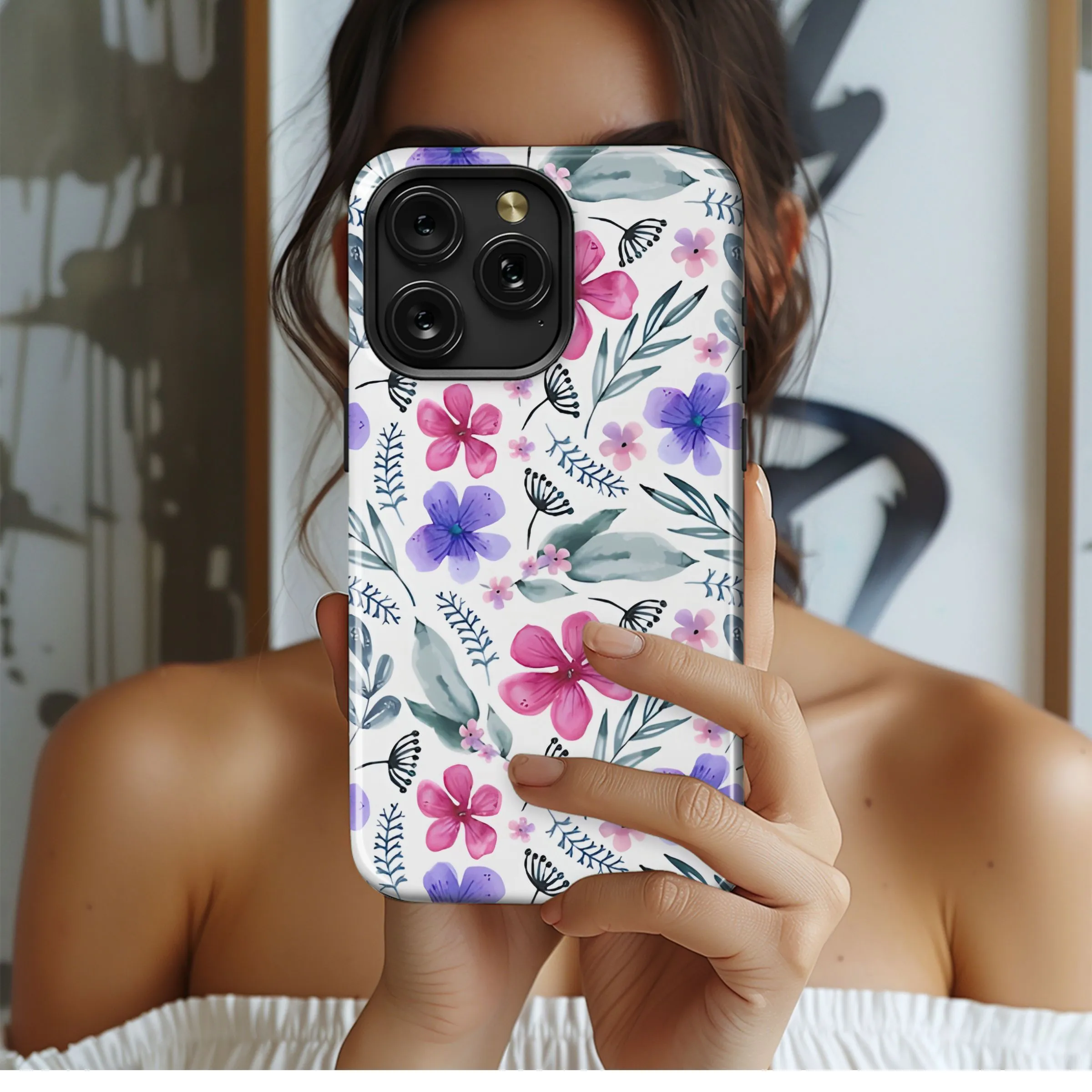 Watercolor Floral Garden Design Phone Case iPhone Samsung Cover Pixel 5218