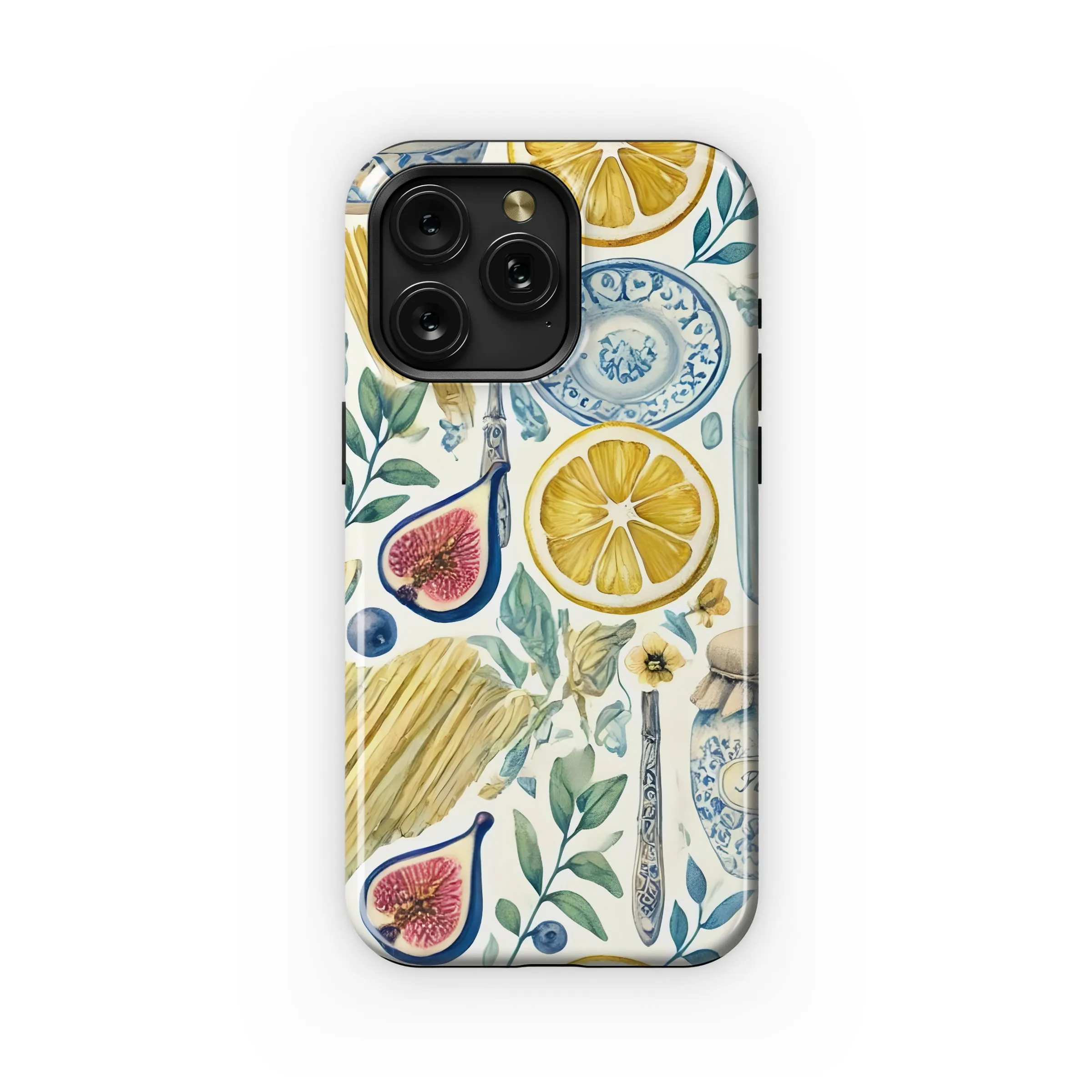 Watercolor Pattern Italian Lemons Figs Phone Case iPhone Samsung Cover Pixel 5329