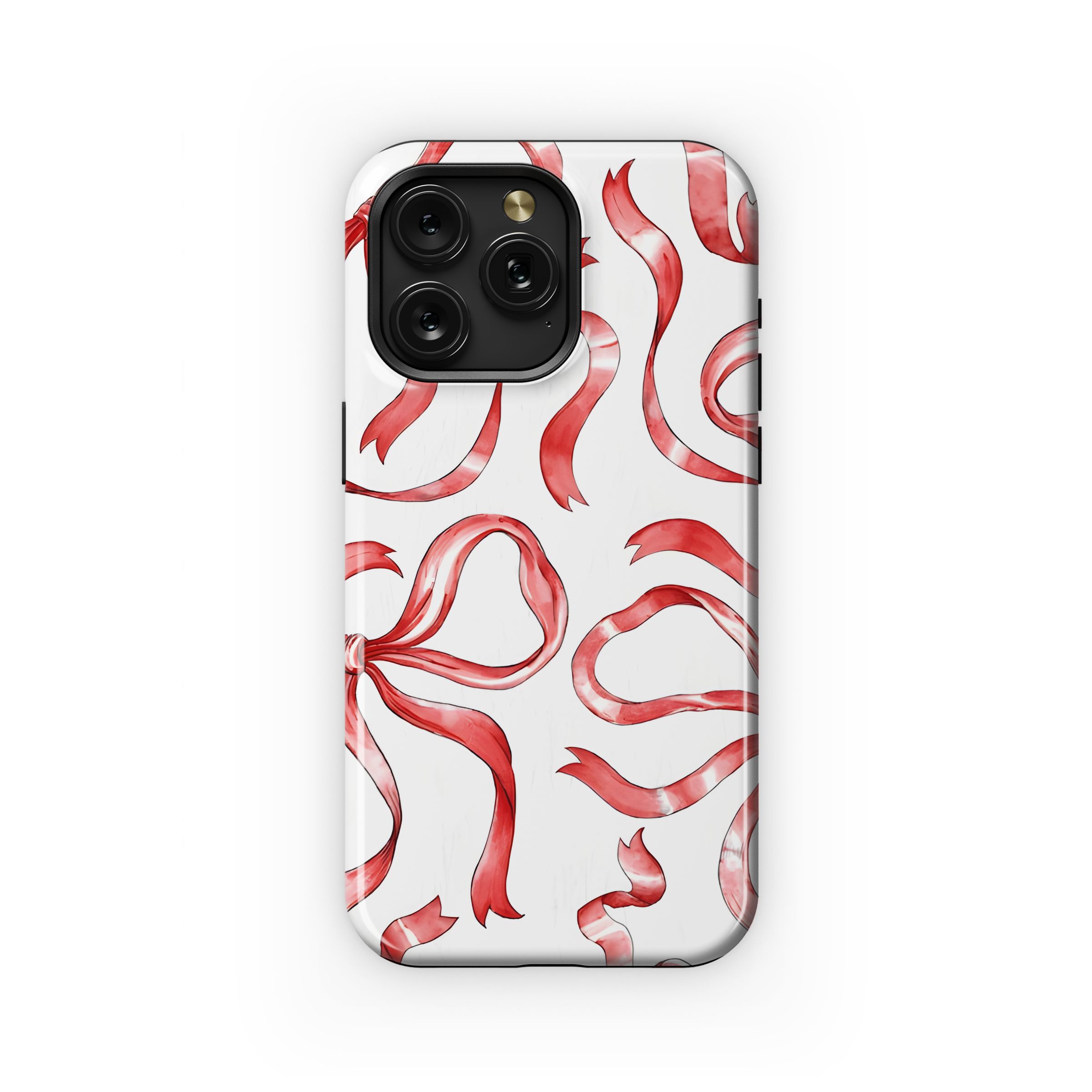 Watercolor Red Ribbon Pattern Phone Case iPhone Samsung Cover Pixel 5178