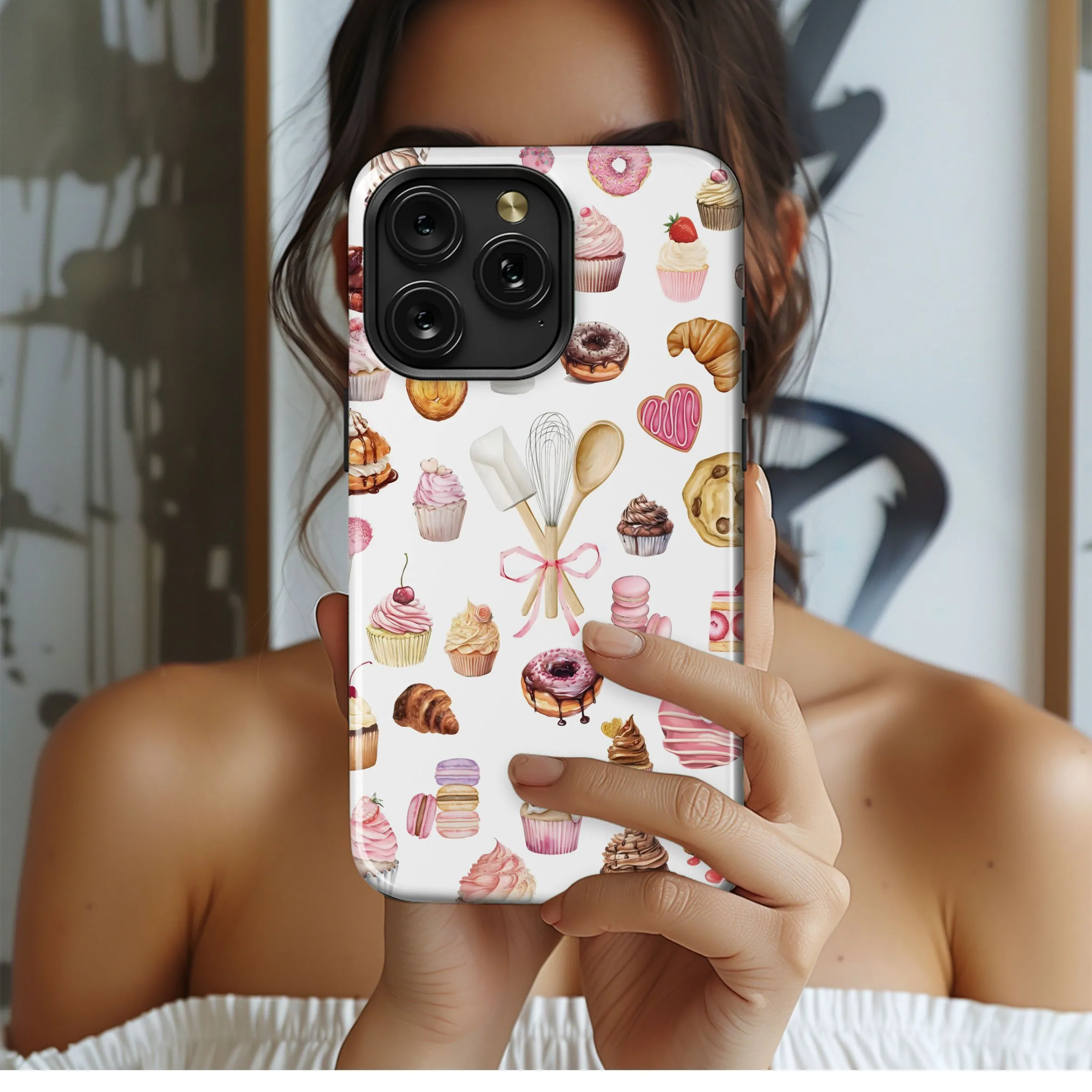 Watercolor Sweet Treats Pattern Phone Case iPhone Samsung Cover Pixel 4945