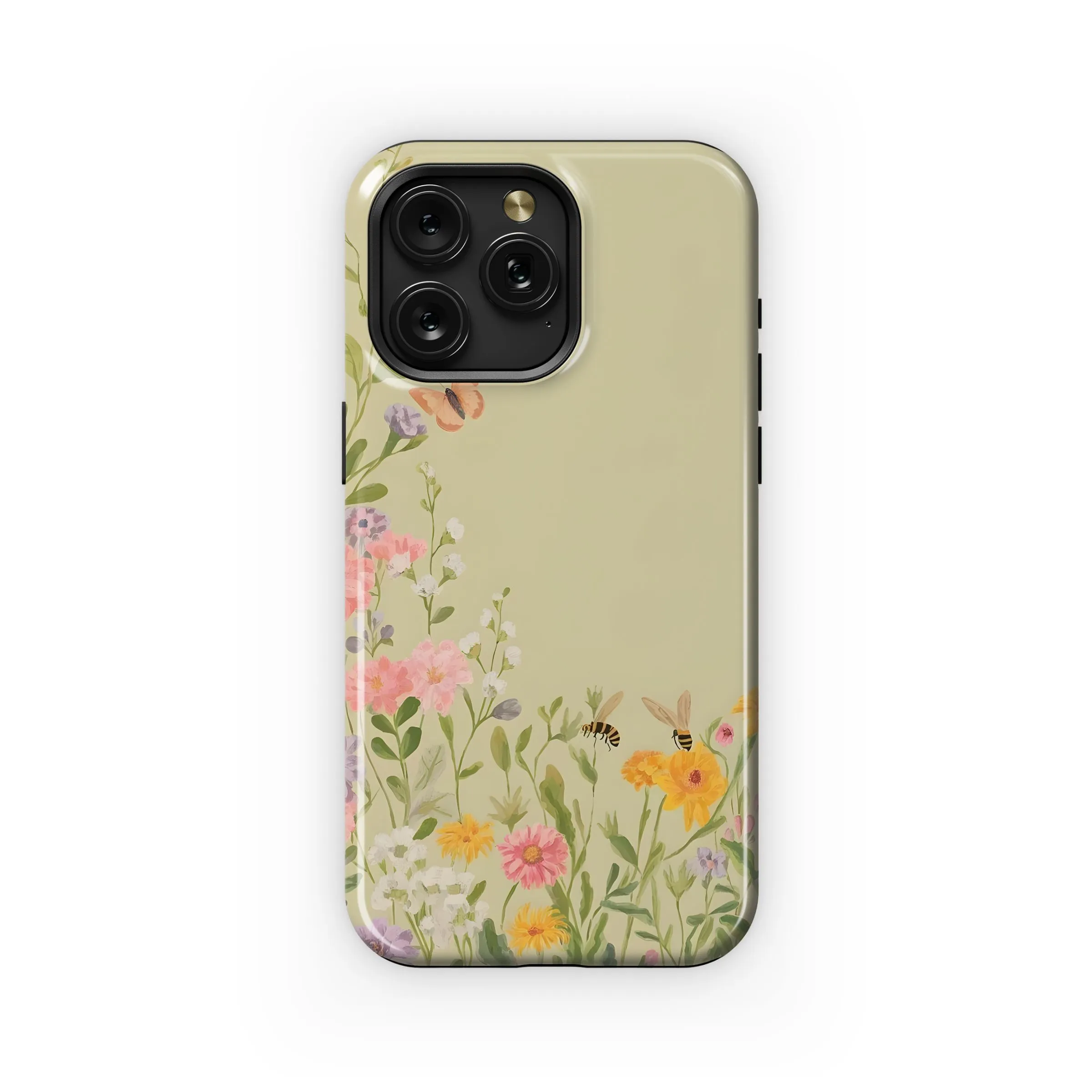 Watercolor Wildflower Butterfly Bee Garden Phone Case iPhone Samsung Cover Pixel 5420