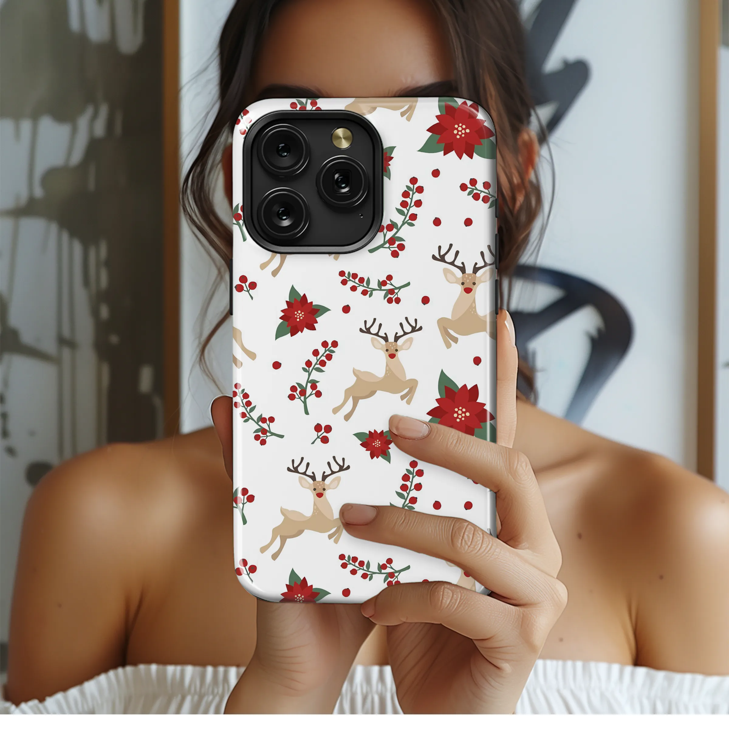 Whimsical Holiday Reindeer Dance Phone Case iPhone Samsung Cover Pixel 8074 - Image 2