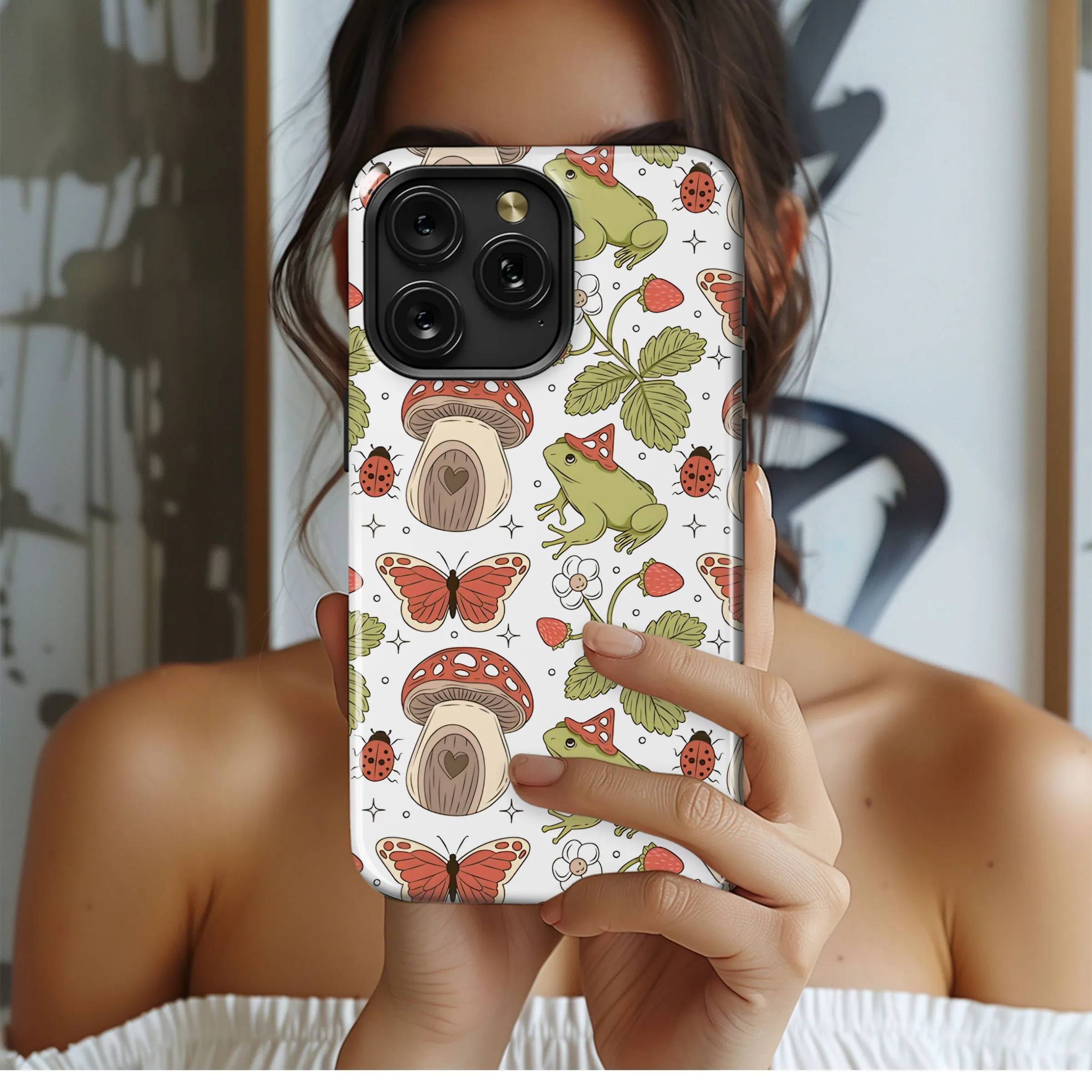 Whimsical Meadow Friends Pattern Phone Case iPhone Samsung Cover Pixel 5180